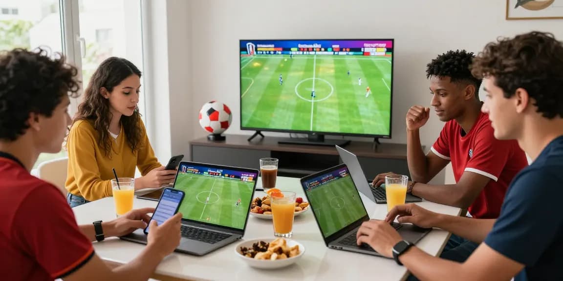 Friends enjoying a lively sports betting session on tempototo during the 2026 Piala Dunia.