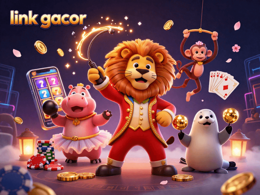 Play exciting casino games with link gacor, experiencing vibrant visuals of a lively circus-themed slot game.