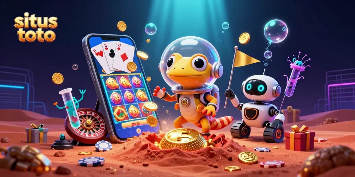Experience thrilling spins and jackpots at situs toto with a Martian gecko and vivid casino action!