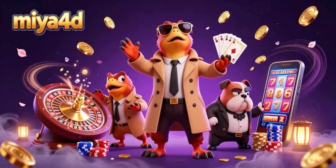 Miya4d thrills with raptors in disguise navigating a casino, surrounded by jackpot reels and vibrant gaming symbols.