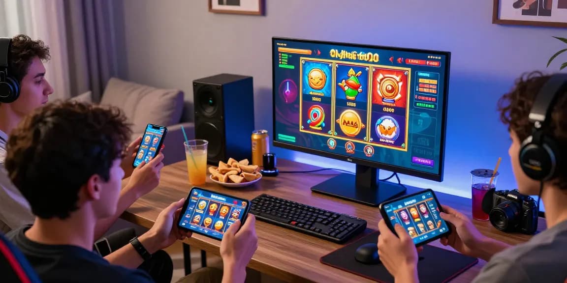Exciting group gaming experience with PAKHOKI slot games in a cozy setting