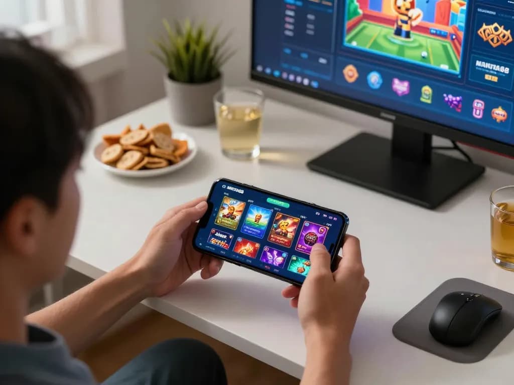 Engaging with the mantra88 app, a user enjoys mobile gambling in a cozy home environment.