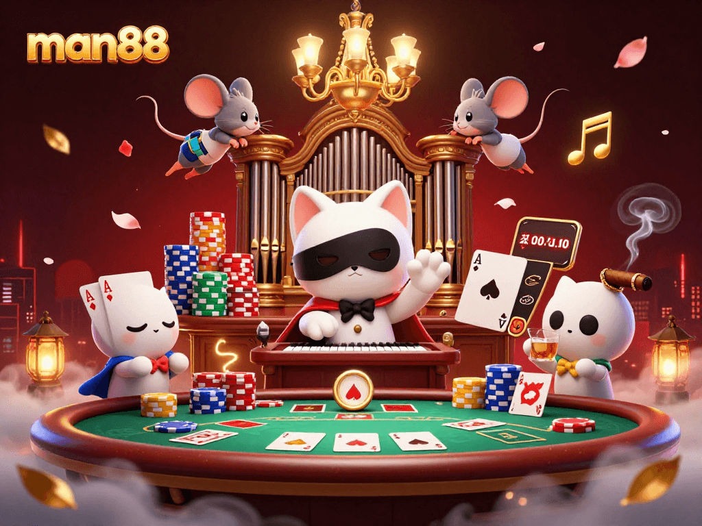 Engage in thrilling gaming at man88 with vibrant characters and casino elements, bringing excitement to your bets.