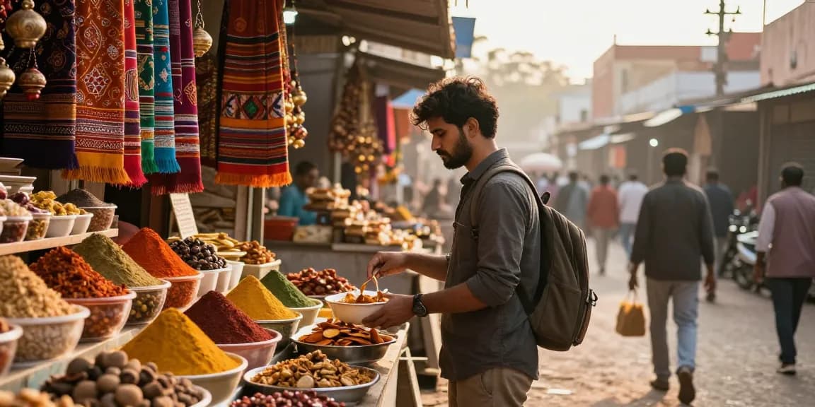 Explore the vibrant market scene in India with rokok 88, showcasing local cuisine and colorful stalls.