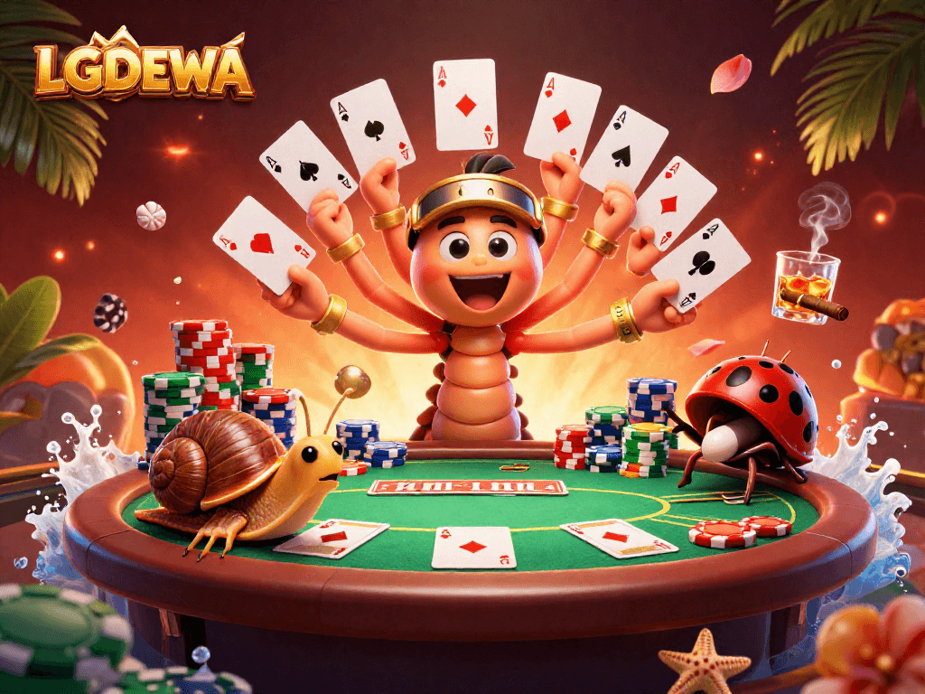 Engage with LGODEWA's vibrant poker scene featuring a millipede dealer and high-roller action.