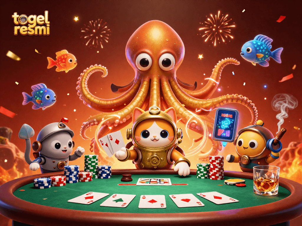 Menggulung momentum togel resmi dengan kraken 3D, kucing jantan menyelam, dan elemen kasino menarik lainnya.
