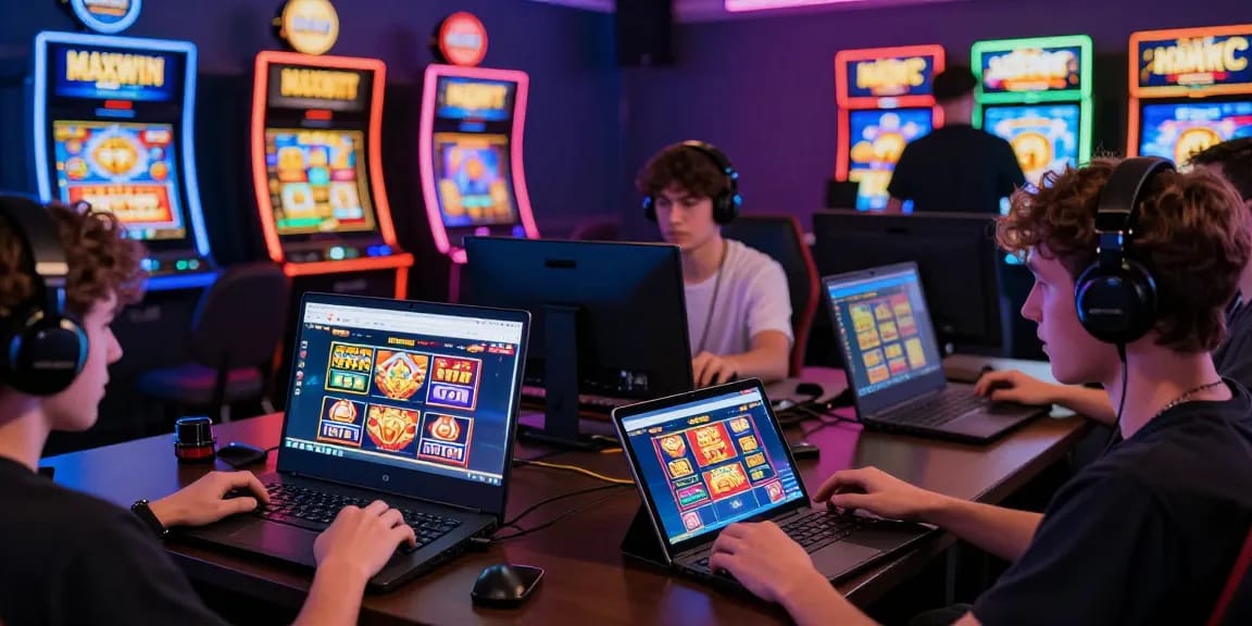Players enjoying the tempototo online slot games on various devices, showcasing vibrant gaming atmosphere.