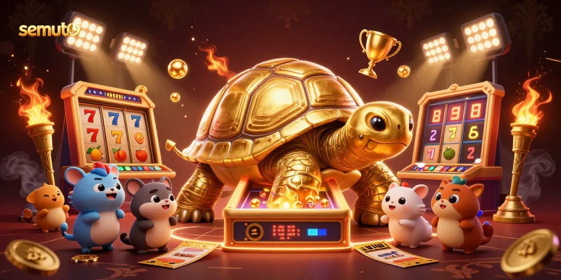 Semut69 menawarkan permainan mesin slot dengan tortoise emas yang menarik dan hewan kecil bersemangat.