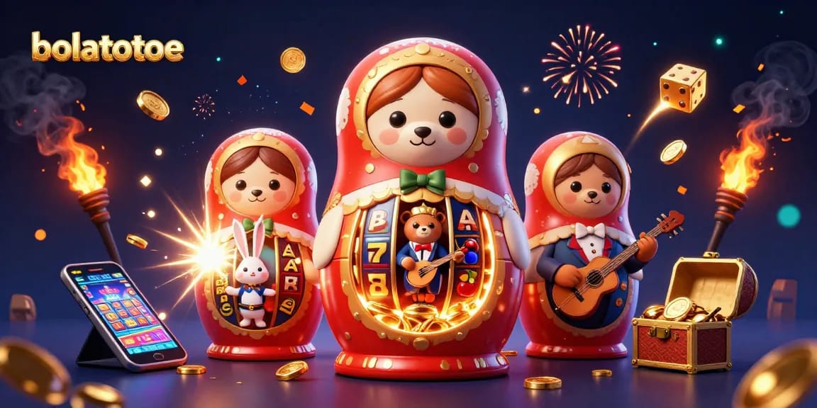 Explore the vibrant bolatotoe scene with lively cartoon bears and casino symbols in action.
