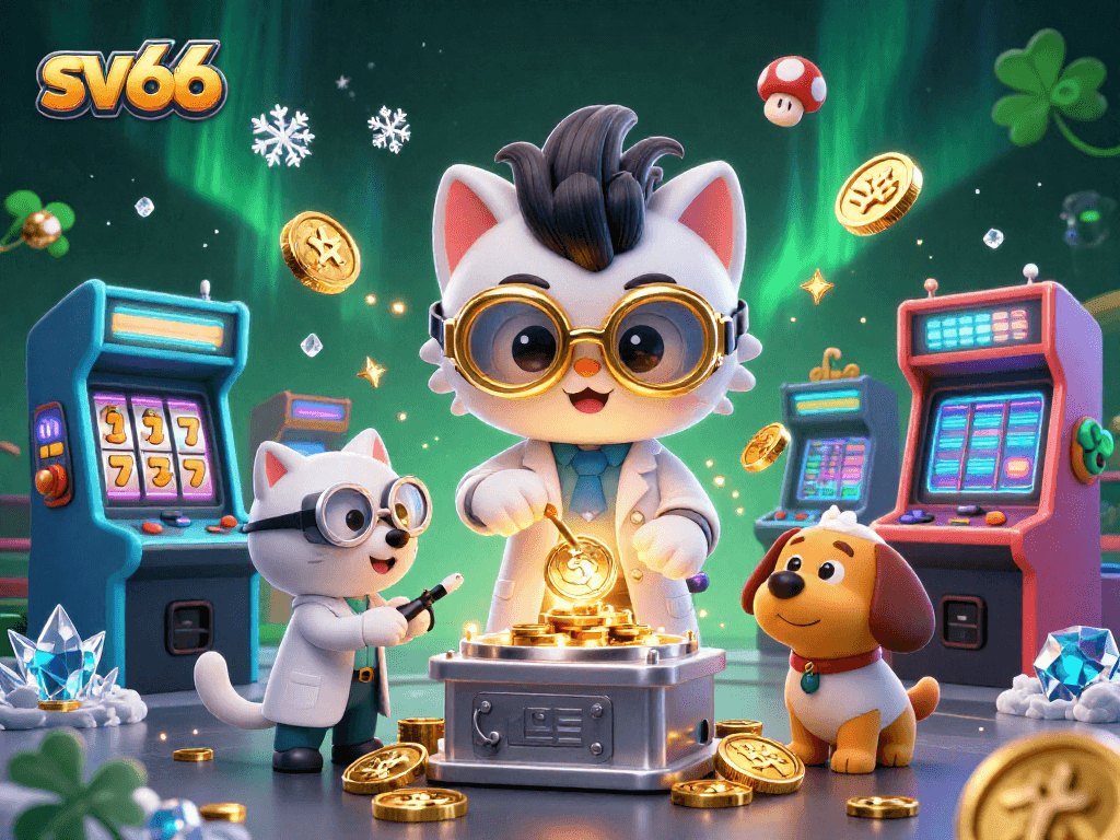 Win big with sv66 at the vibrant casino scene featuring colorful slots and fun characters.