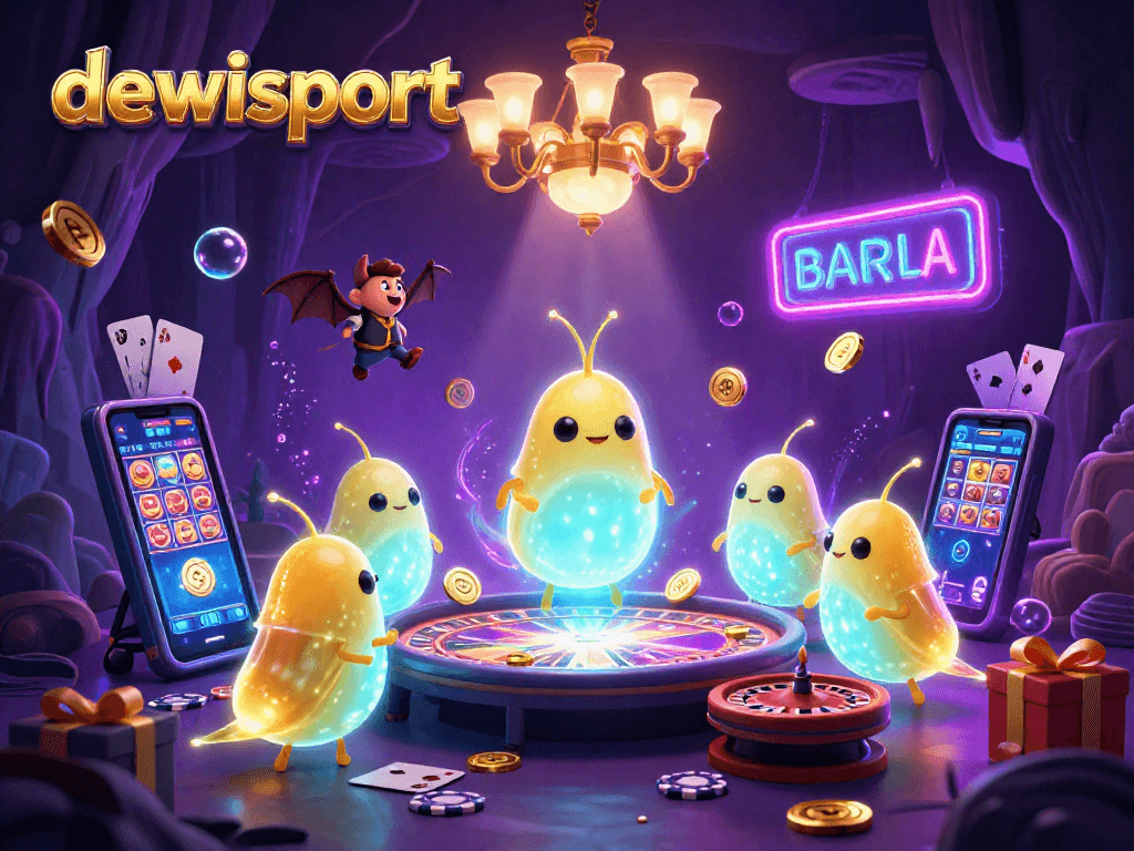 Experience thrilling gameplay at dewisport with glowworms lighting up a vibrant casino scene.