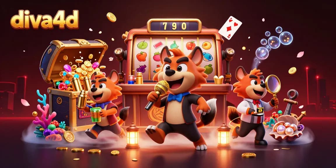 Permainan slot seru di diva4d dengan suasana kasino ceria dan karakter unik.