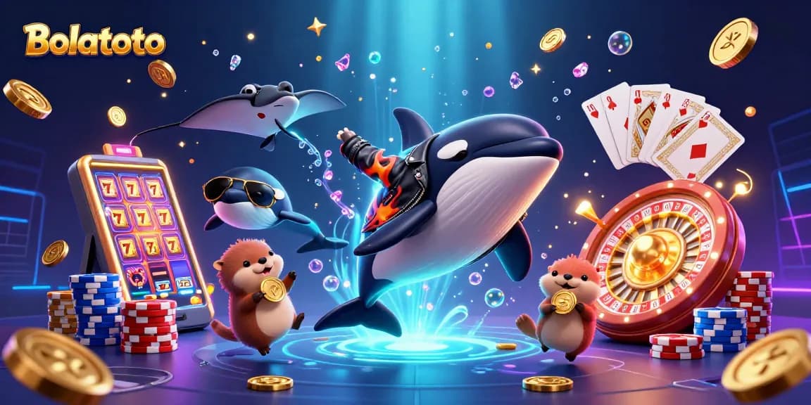 Bolatoto immerses players in a vibrant underwater casino scene with colorful characters and dynamic gaming elements.