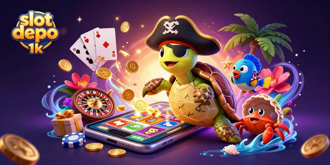 Win big with slot depo 1k by spinning reels in a pirate adventure, featuring vibrant casino elements.