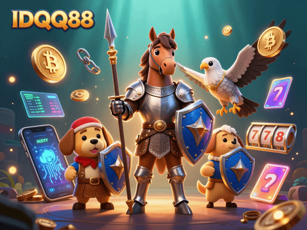 Engage with IDQQ88's thrilling slot reels and jackpot action in this vibrant casino scene.