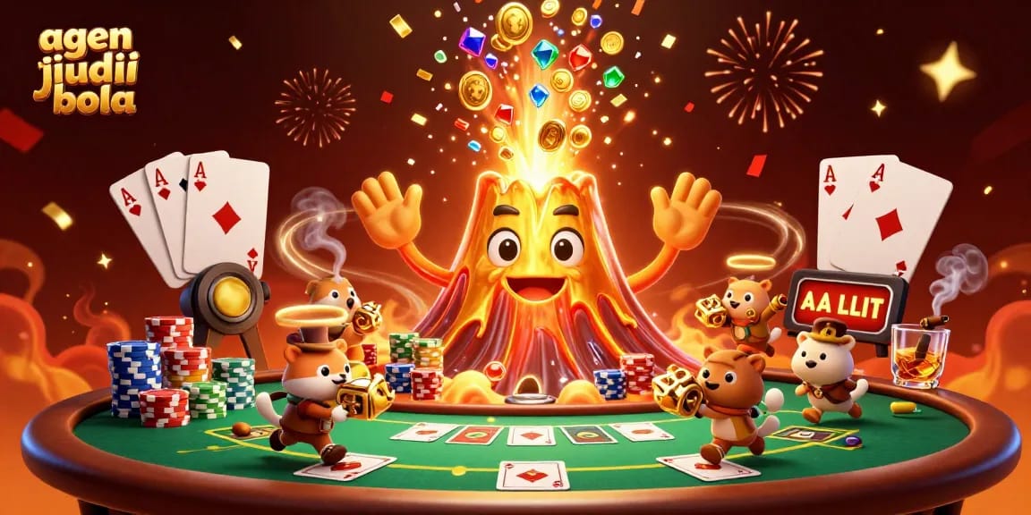 Experience thrilling action with agen judi bola in this vibrant 3D casino illustration, showcasing excitement and treasure.