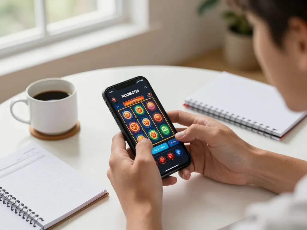 Pemain INDOSLOT88 menikmati permainan slot mobile di lingkungan rumah yang nyaman.