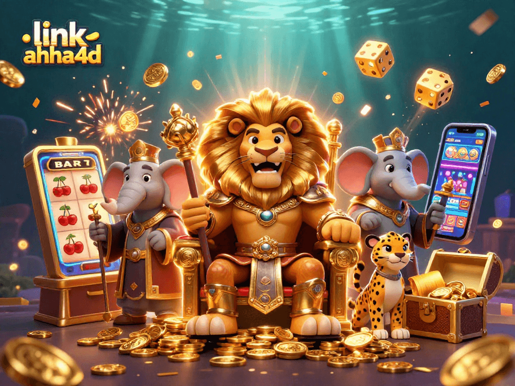 Menangkan jackpot dengan link ahha4d dalam ilustrasi kasino 3D yang megah.