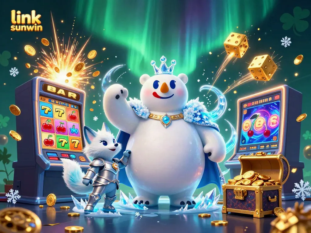 Engage with thrilling games at link sunwin as the Royal Polar Bear and Snow Fox celebrate casino wins.