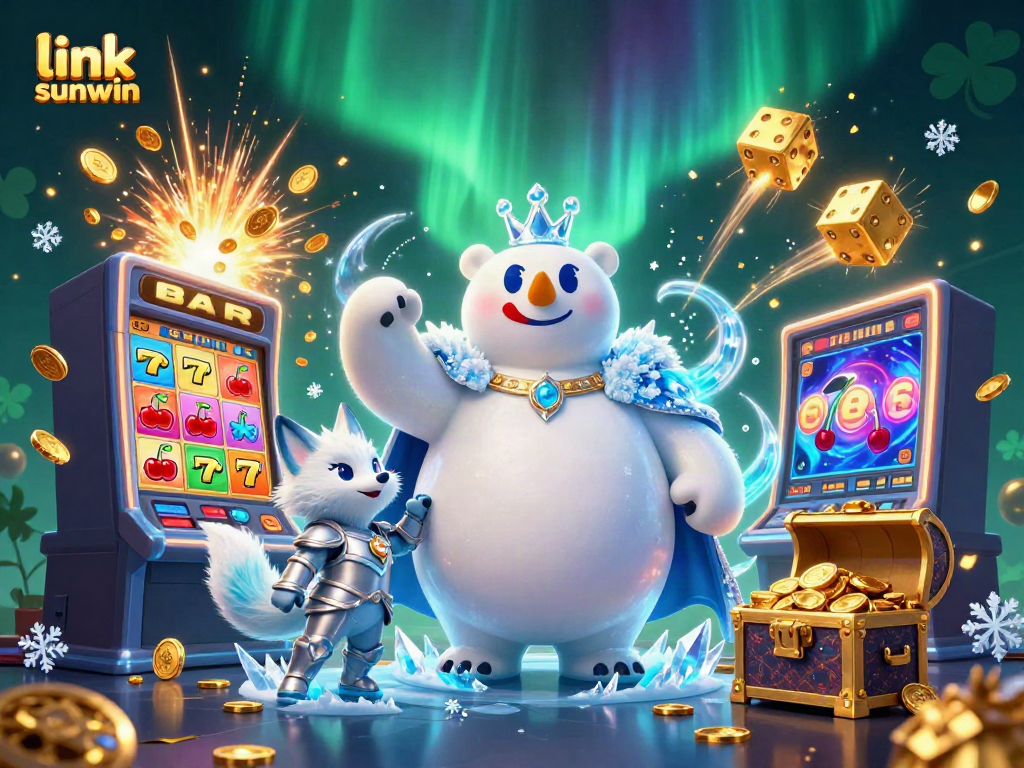 Engage with thrilling games at link sunwin as the Royal Polar Bear and Snow Fox celebrate casino wins.