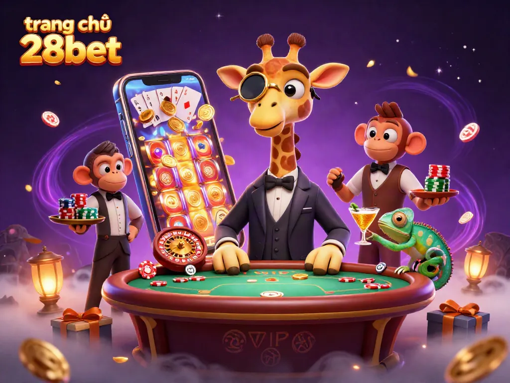 Experience the vibrant energy of trang chủ 28bet with a high-roller giraffe, poker, and casino elements.