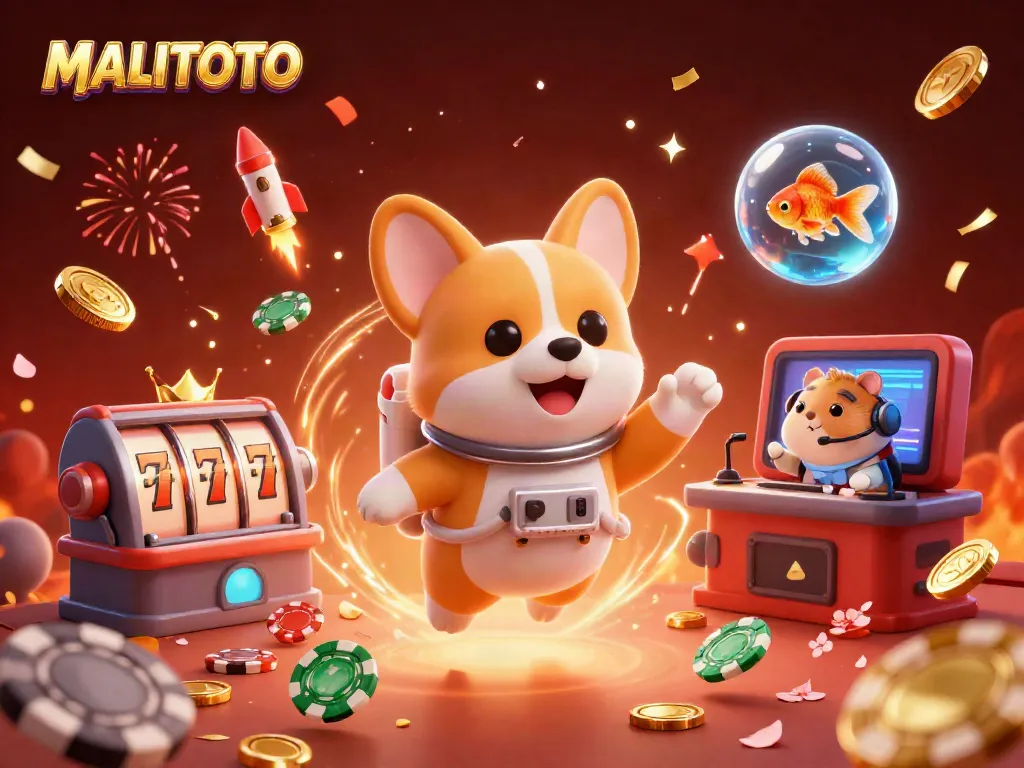 Experience the thrill of slot gaming with MALITOTO in a vibrant 3D casino scene.