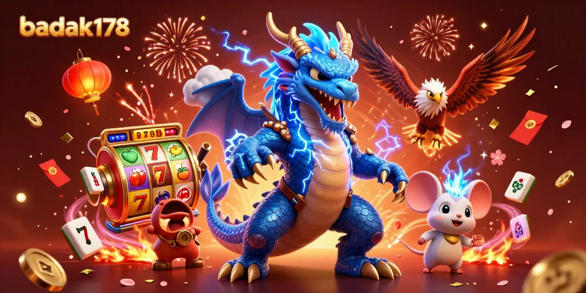 Experience thrilling wins with badak178's dynamic slot game illustration showcasing exciting game elements and rich visuals.