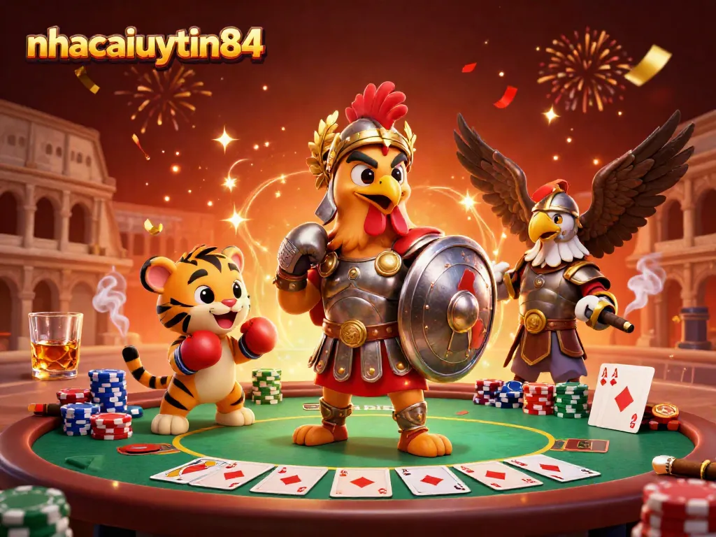 Experience the excitement of nhacaiuytin84 with colorful poker elements and engaging characters.