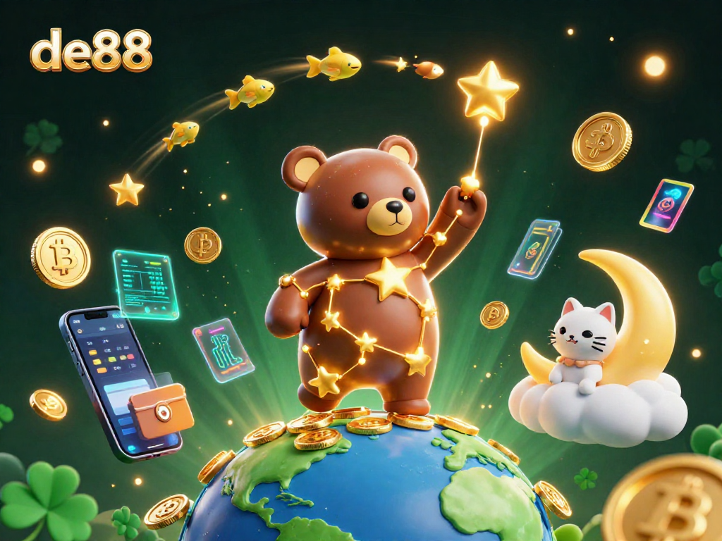 Experience thrilling gaming at de88, where the constellation bear scoops coins and winnings lively.