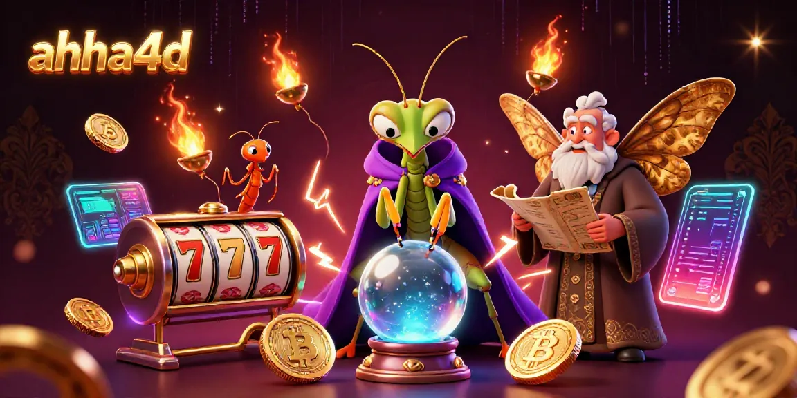Gambarkan akses mudah ke permainan slot online di ahha4d, menampilkan karakter mistis dengan elemen digital cemerlang.