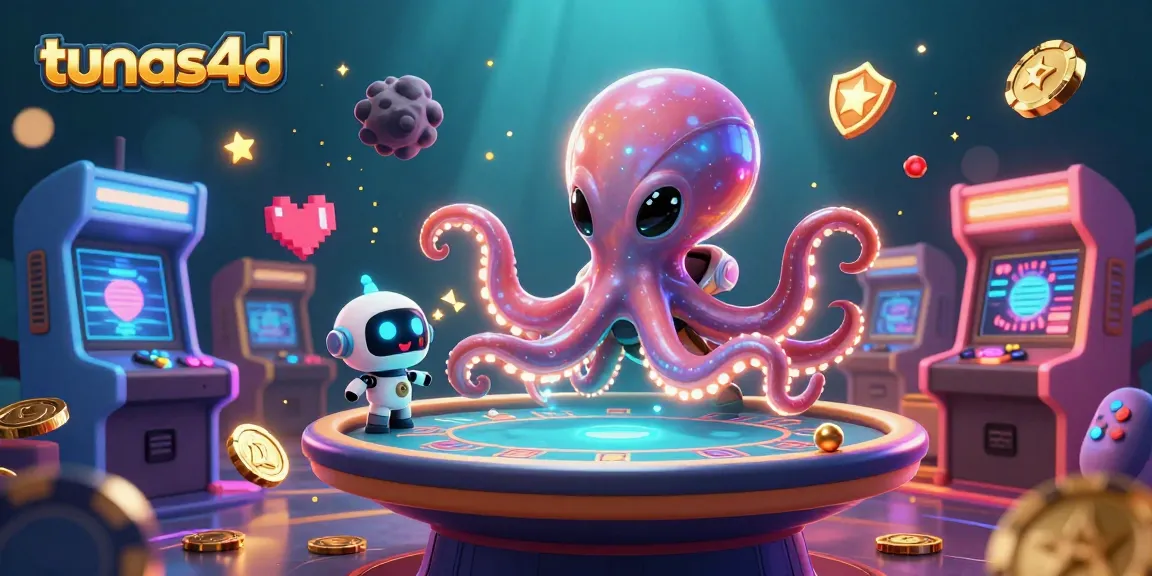 Engage with tunas4d's vibrant alien-themed poker adventure featuring a lively octopus.
