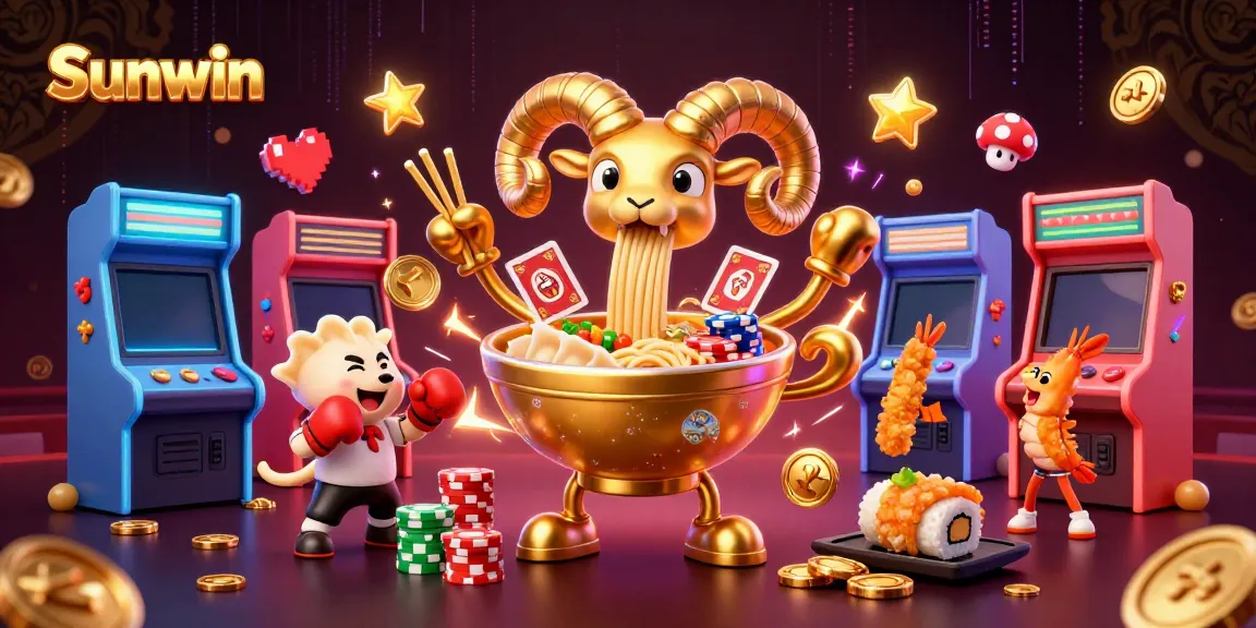 Experience the thrill of gaming with Sunwin's vibrant 3D illustration featuring animated casino characters.