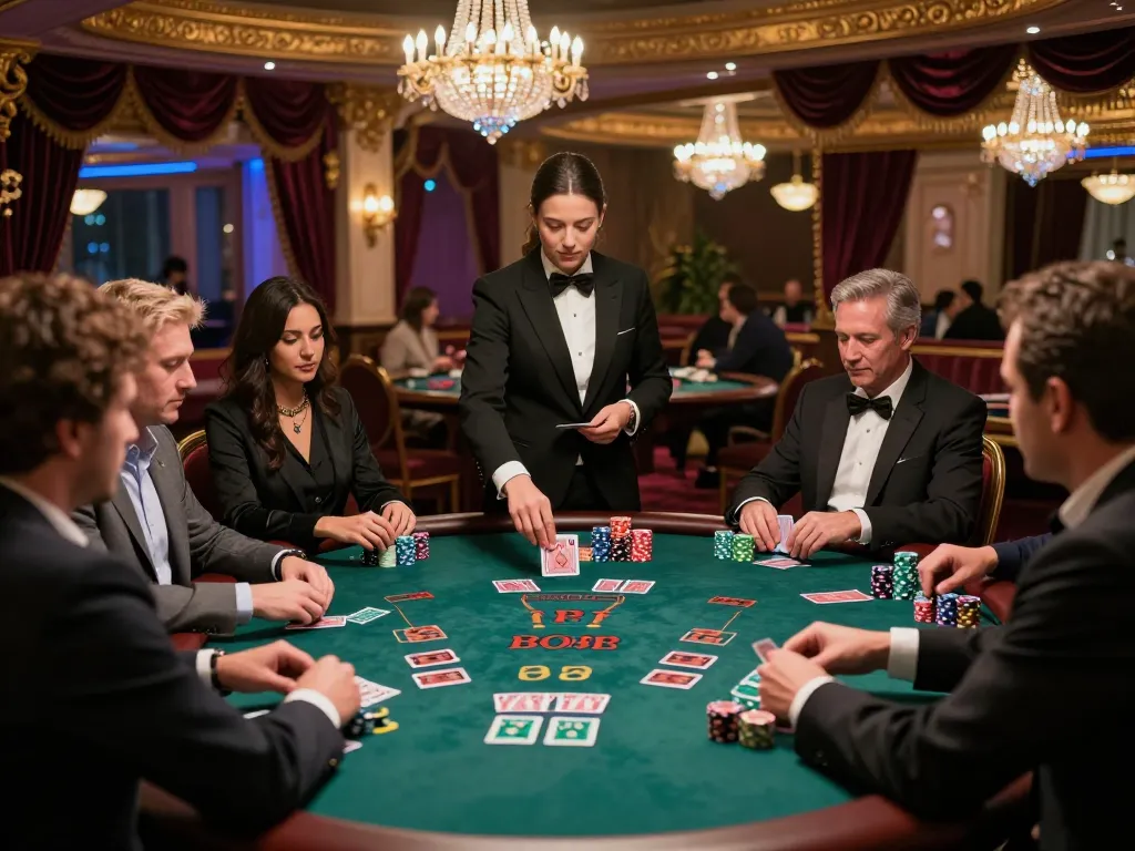 Players strategizing at a blackjack table in a luxurious casino setting, ligasedayu gaming experience.