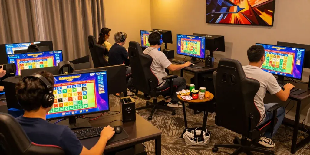 Dynamic online gaming atmosphere with Bandar Togel players engaged in an exciting virtual experience.