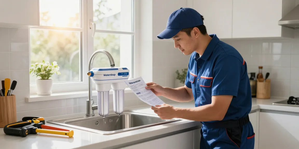 Waterdrop TSA 3-Stage Replacement Water Filter installation by a trusted local service provider in a well-lit kitchen.