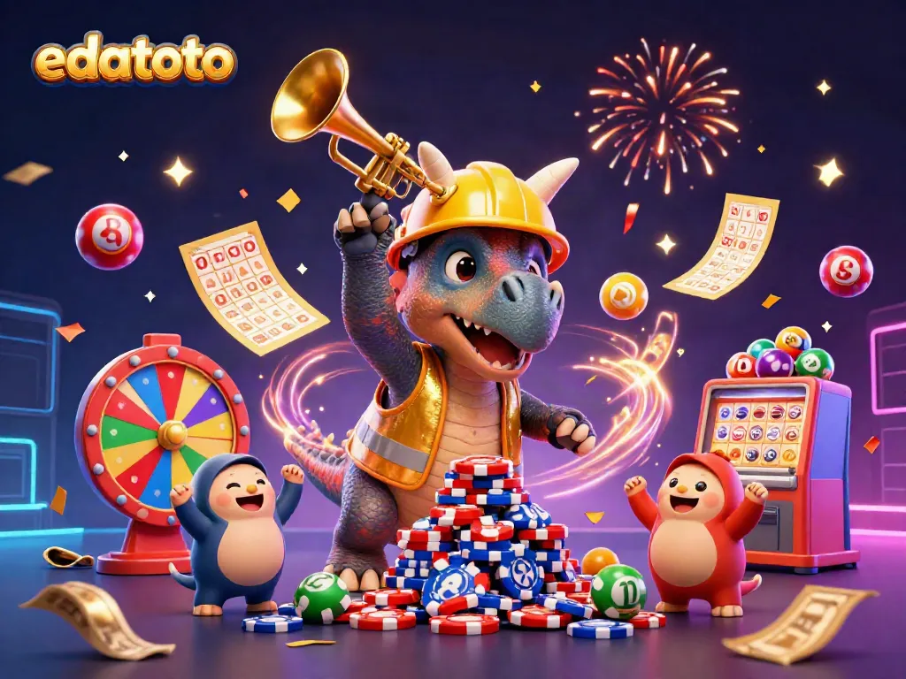 Edatoto delivers engaging lottery dynamics with colorful elements and lively characters, creating an energetic scene.