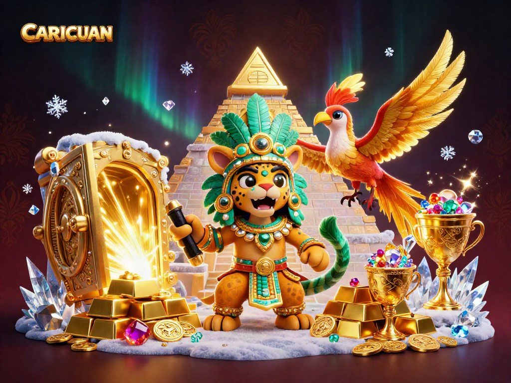 Boost your winnings with CARICUAN in this dynamic casino-themed 3D illustration.