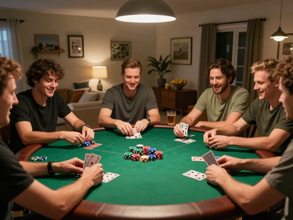 rokok88 poker game night with friends exchanging strategies and enjoying snacks