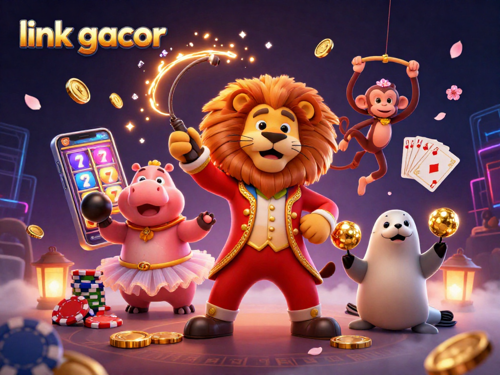 Play exciting casino games with link gacor, experiencing vibrant visuals of a lively circus-themed slot game.