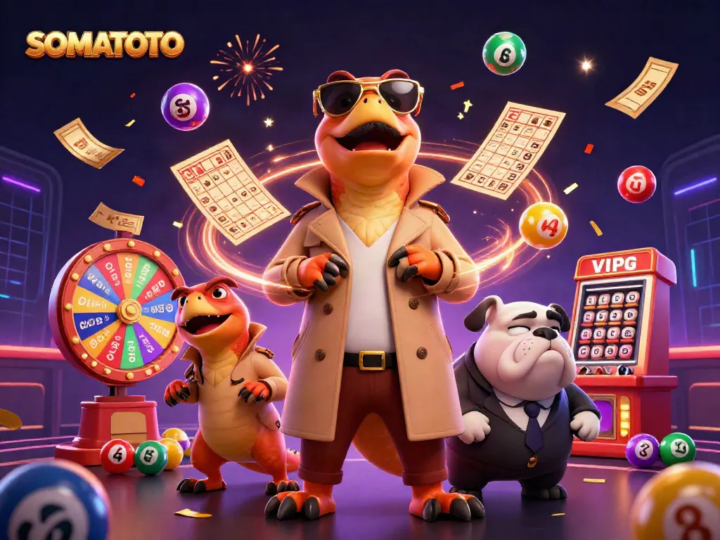 Engage in thrilling games at SOMATOTO, featuring raptors in a trench coat attempting VIP entry.