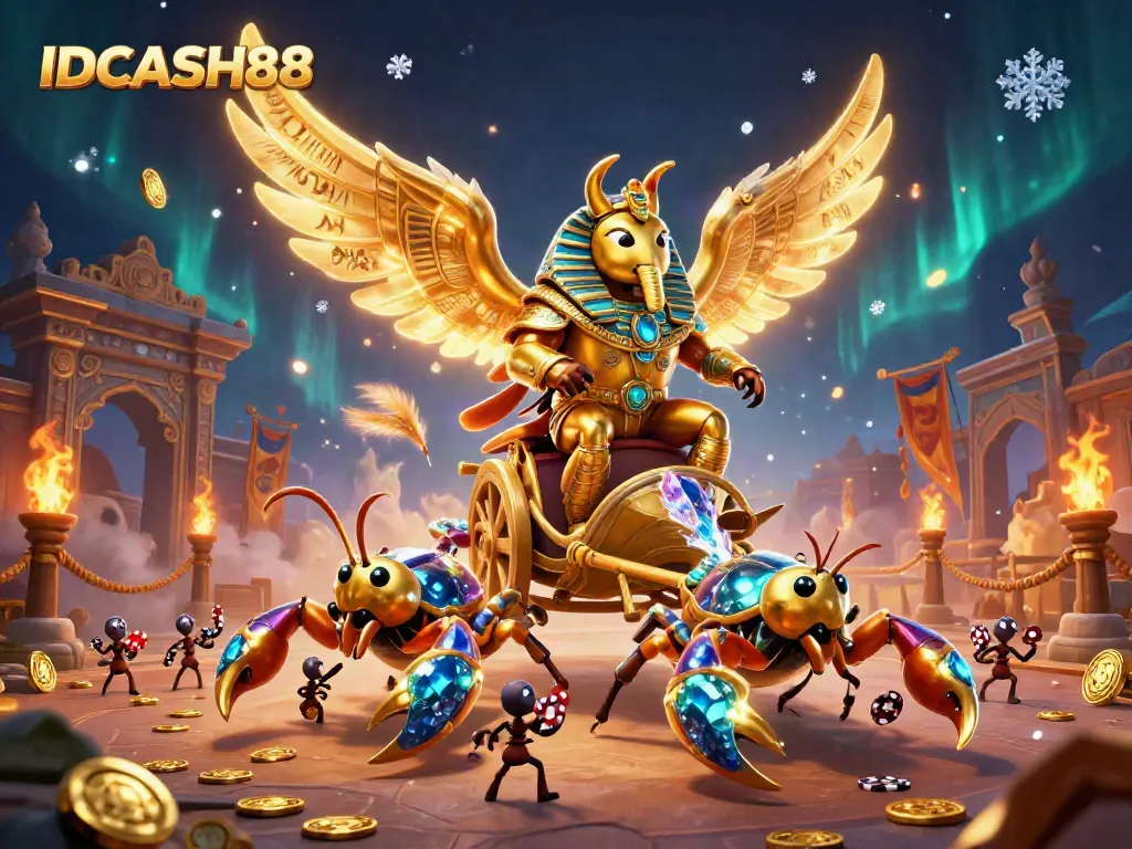 Experience thrilling gameplay on IDCASH88 with a vibrant scene of animated casino elements.