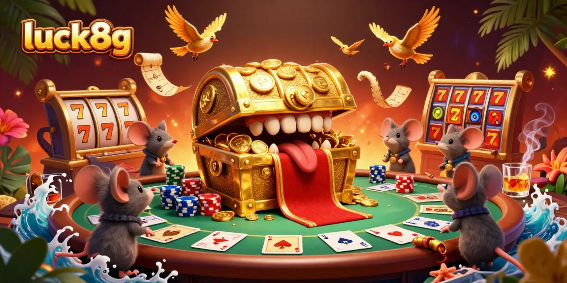 Engage in luck8g's thrilling jackpot adventure with vibrant casino elements and animated characters!