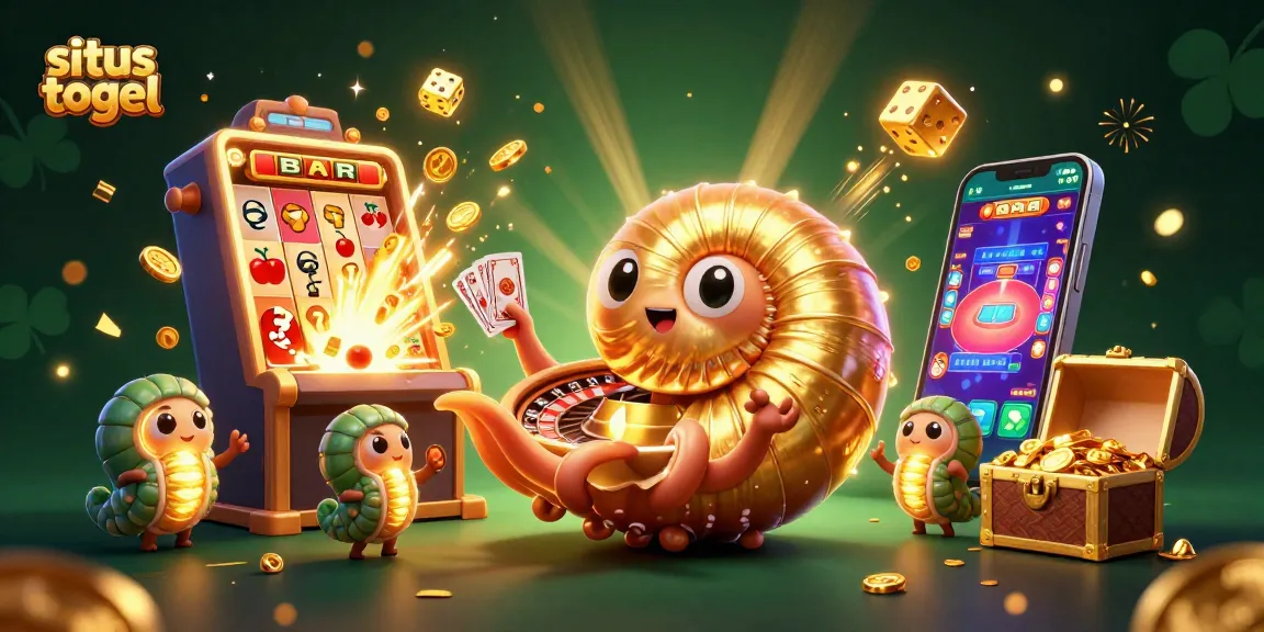 Situs togel illustration with a nautilus roulette wheel, glowing ammonites, and vibrant jackpot elements