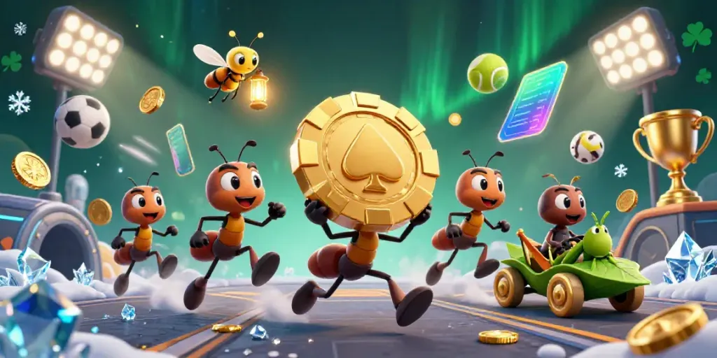 Ant tim 3D di Valuecrane melakukan pencurian chip poker emas dalam suasana kasino