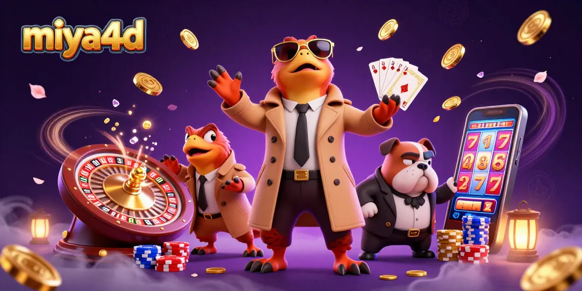 Miya4d thrills with raptors in disguise navigating a casino, surrounded by jackpot reels and vibrant gaming symbols.