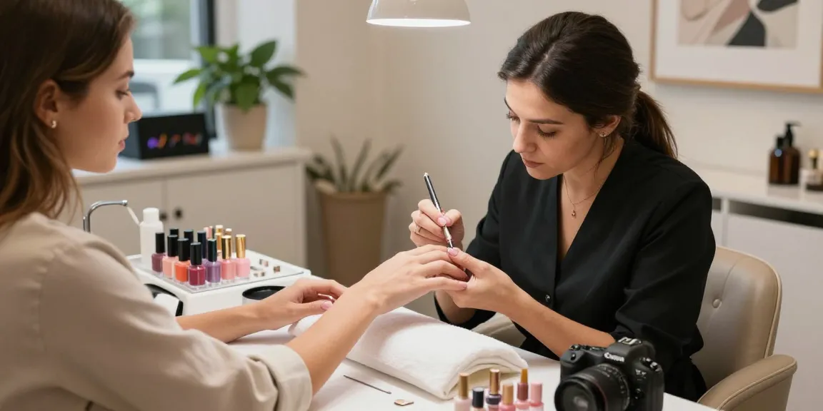 Proses perawatan kuku mewah dengan LUXURY12 di salon modern.