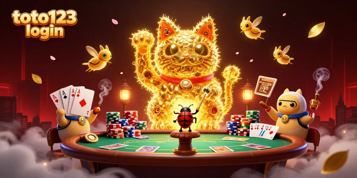 Accessing the engaging toto123 login experience with a vibrant lucky cat illustration.