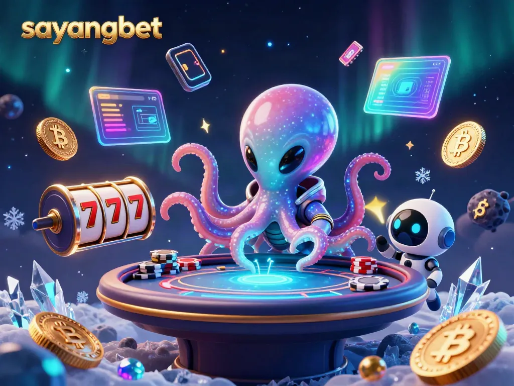 Engage in thrilling activities at sayangbet while enjoying a vibrant 3D casino space scene.