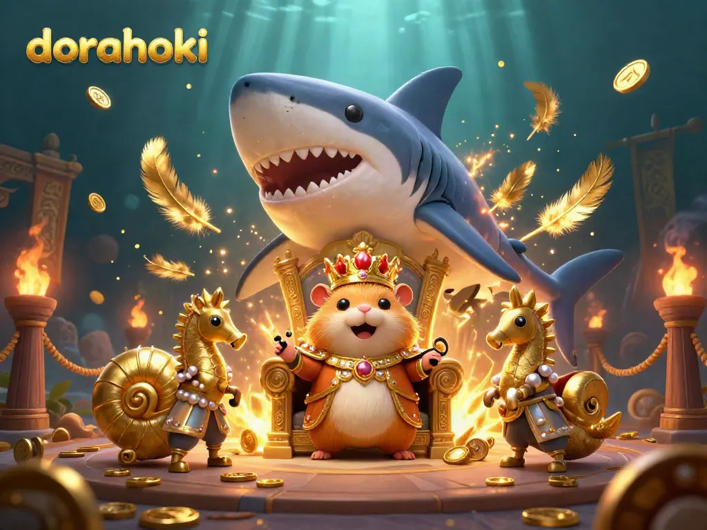 Menghadapi tantangan di dorahoki, raja hamster emas bermahkotakan coral dengan penjaga kuda laut.
