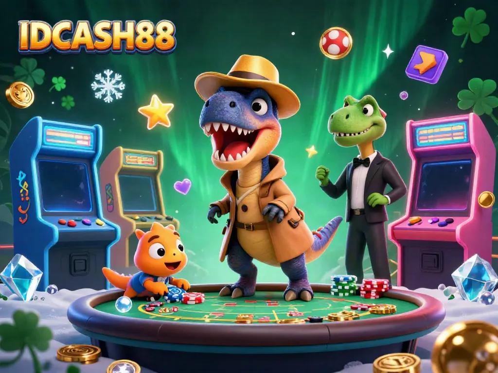 Experience thrilling moments at IDCASH88 with unique gaming characters and vibrant casino visuals.